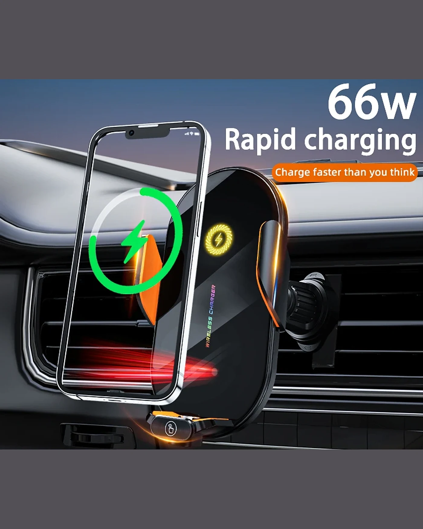Wireless Car Charger — Auto-Clamping Mount